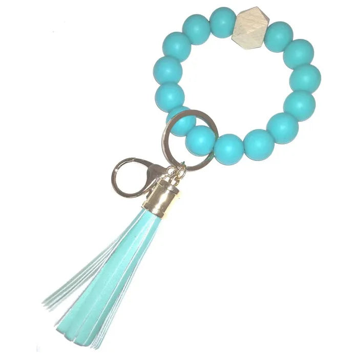 Silicone Ribbed Beaded Keychain Bracelet