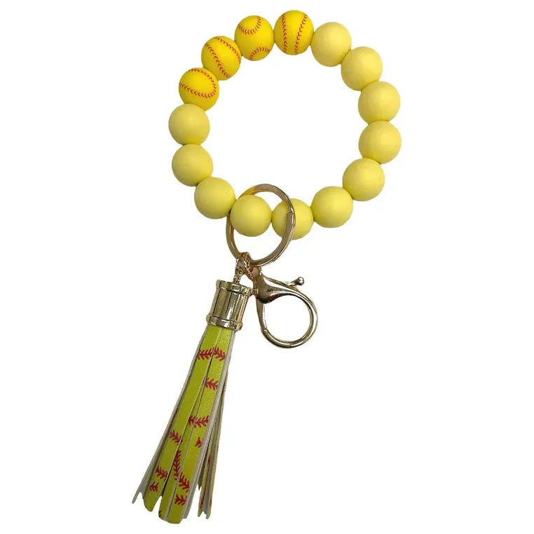 Silicone Ribbed Beaded Keychain Bracelet