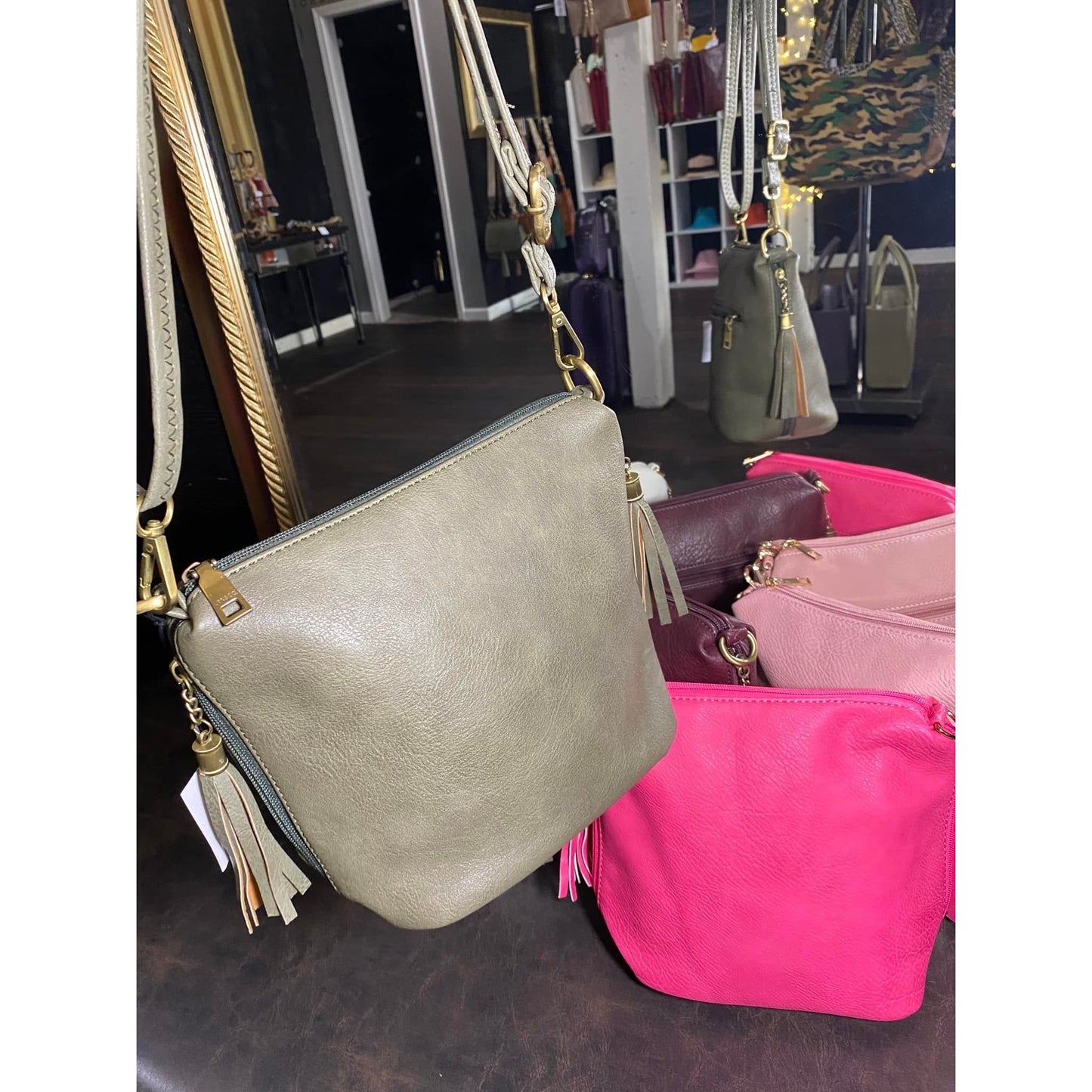 Crossbody with 2 Side Tassel Zippers