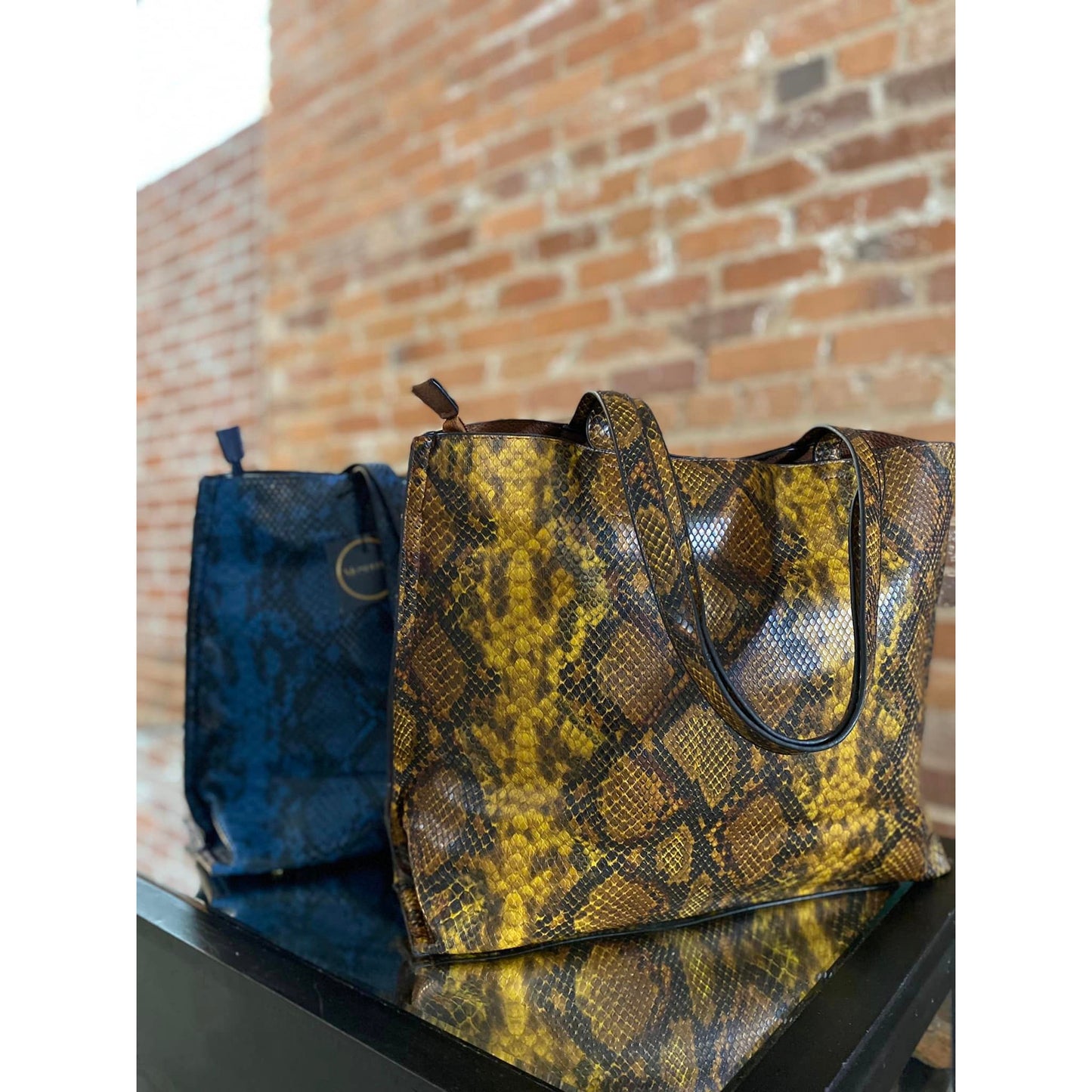 Hobo Snake Print Shoulder Bag